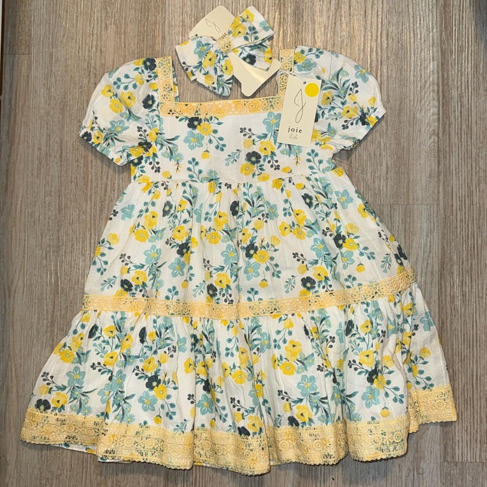 NWT  - Joie Cream and Blue Tiered Ruffled Sundress 3T